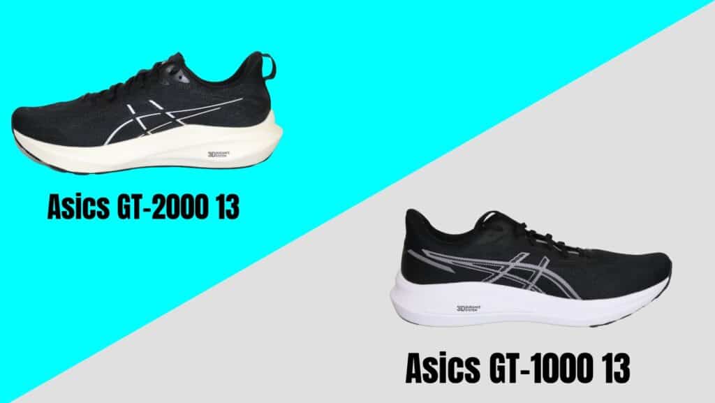 Picture of the Asics Gt-2000 13 vs GT-1000 13 side by side