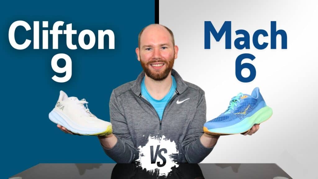 Picture of james mccormack sitting at a desk about the review the Hoka Clifton 9 vs Mach 6