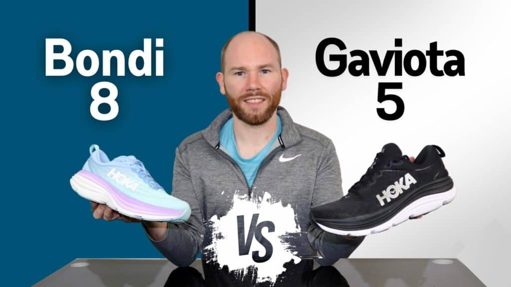 Picture of James McCormack sitting at a desk providing a review of the Hoka Bondi 8 vs Gaviota 5