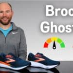 Picture of James McCormack sitting at a desk with the brooks ghost 16 on the desk for review