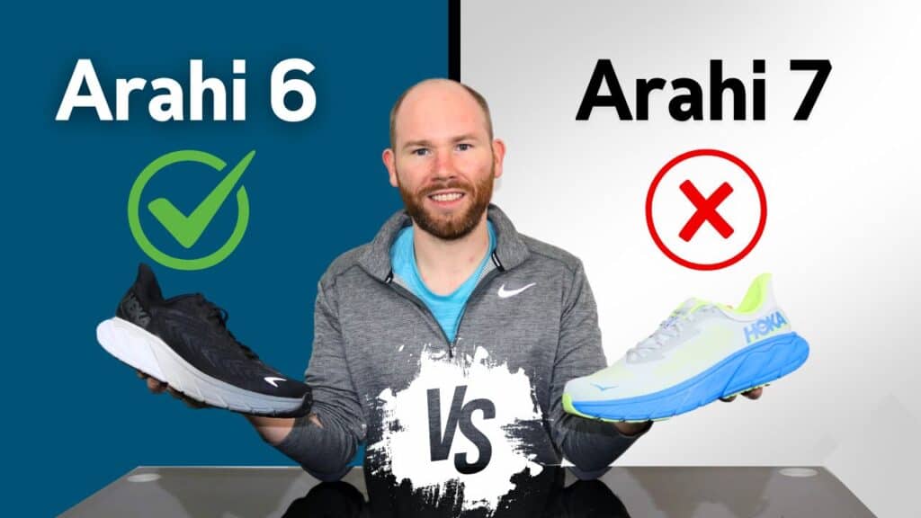 Picture of James McCormack providing a review at a desk of the hoka arahi 7 vs 6