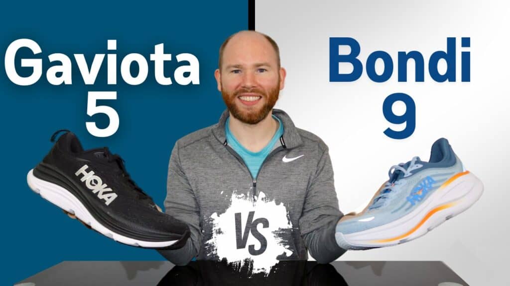 Picture of James McCormack sitting at a desk providing a review of the Hoka Gaviota 5 vs Bondi 9