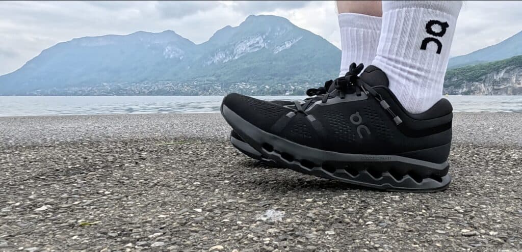 Picture of James McCormack wearing a black pair of the ON Cloudsurfer 2