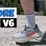 Cover photo of the New Balance More v6 from the side walking