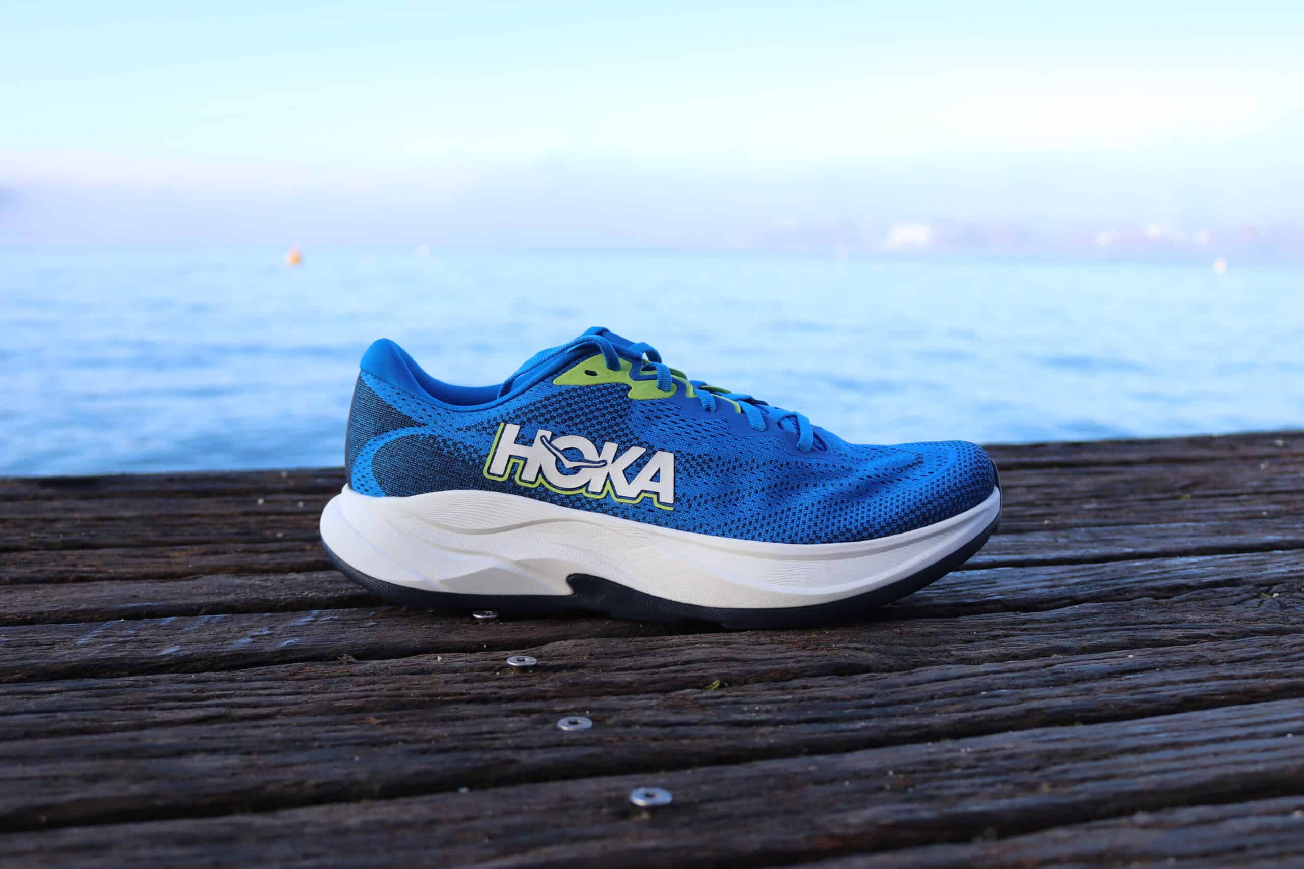 photo of the hoka rincon 4 from the side at annecy lake