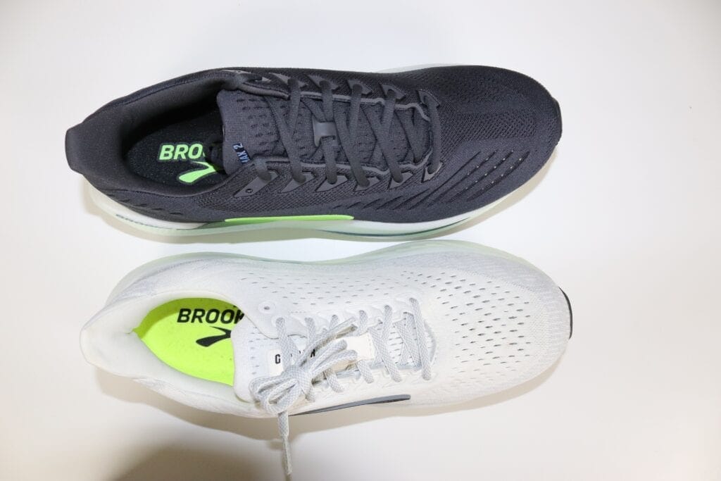 Uppers of the Brooks Glycerin Max 2 and 1 side by side