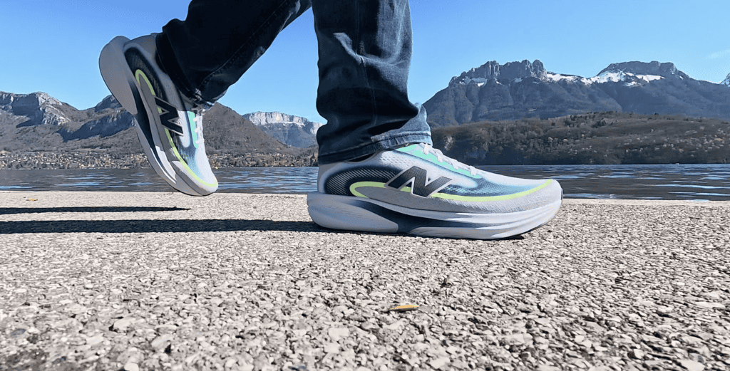 Close up photo of James McCormack walking in the New Balance Ellipse 