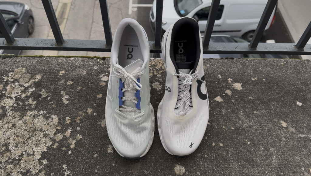 Photo comparing the ON Cloudmonster 3 vs 2 uppers