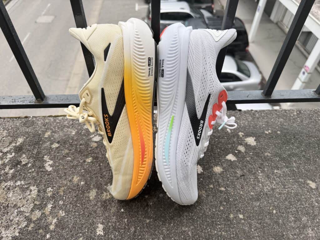 Photo of the Brooks Ghost 18 vs 17 from the side